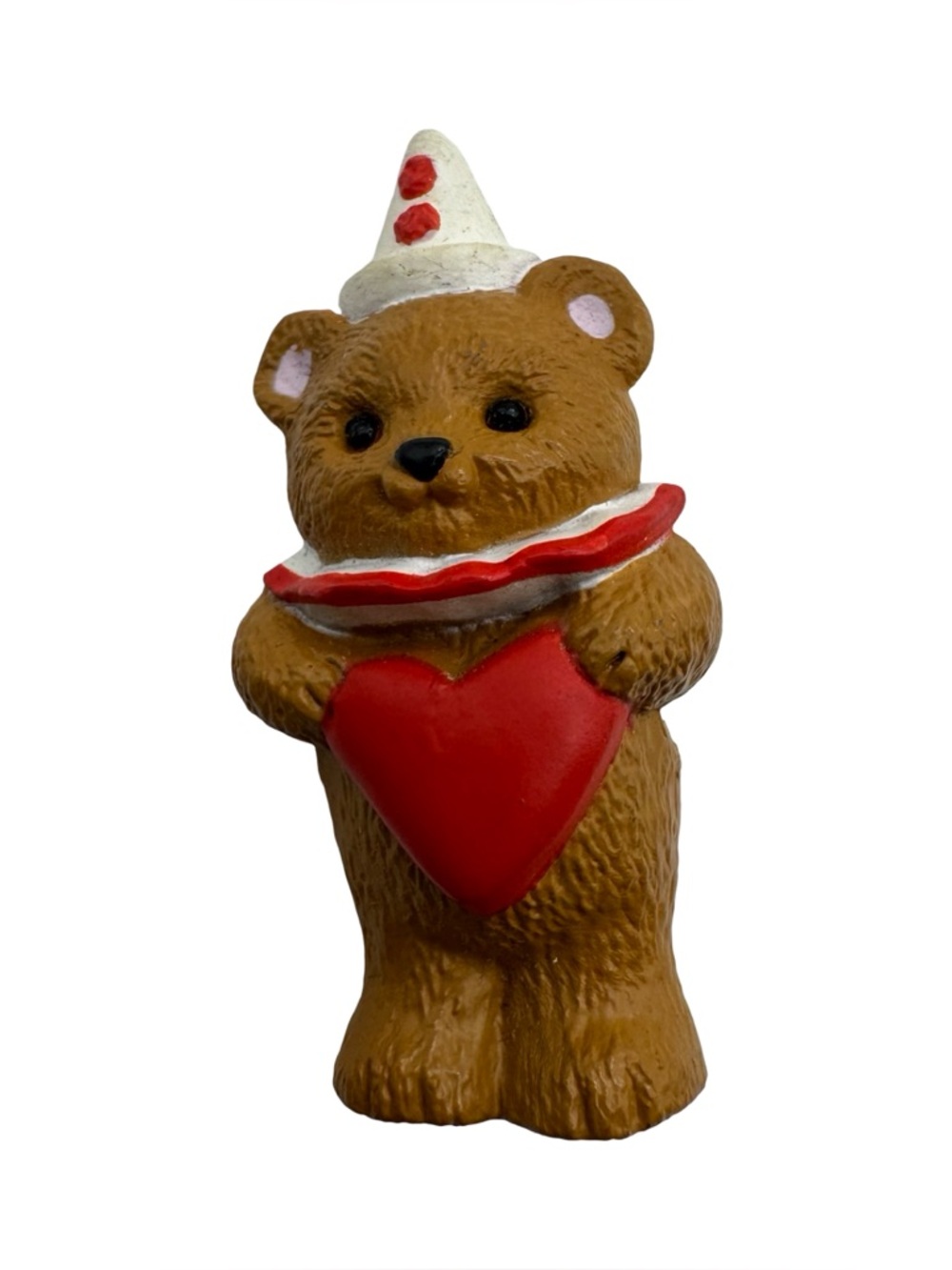 Hallmark Cards Vintage Valentine Bear Clown Resin Brooch Pin Red Heart 1.75”